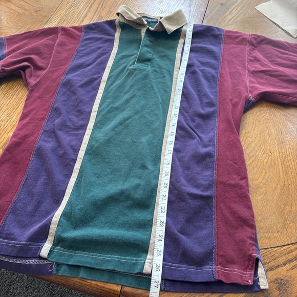 Retro John Henry Mens Rugby Shirt Colorblock Jeweltones Long Sleeve Cotton M - Picture 3 of 8